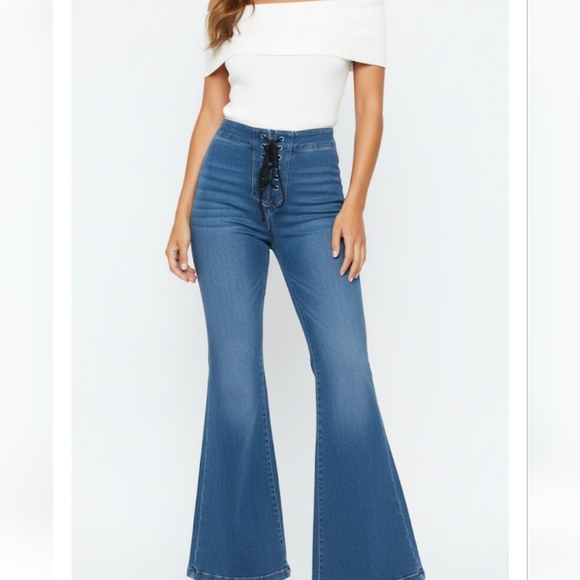 Forever 21 Denim - Forever 21 Blue Flare Wide Leg Jeans